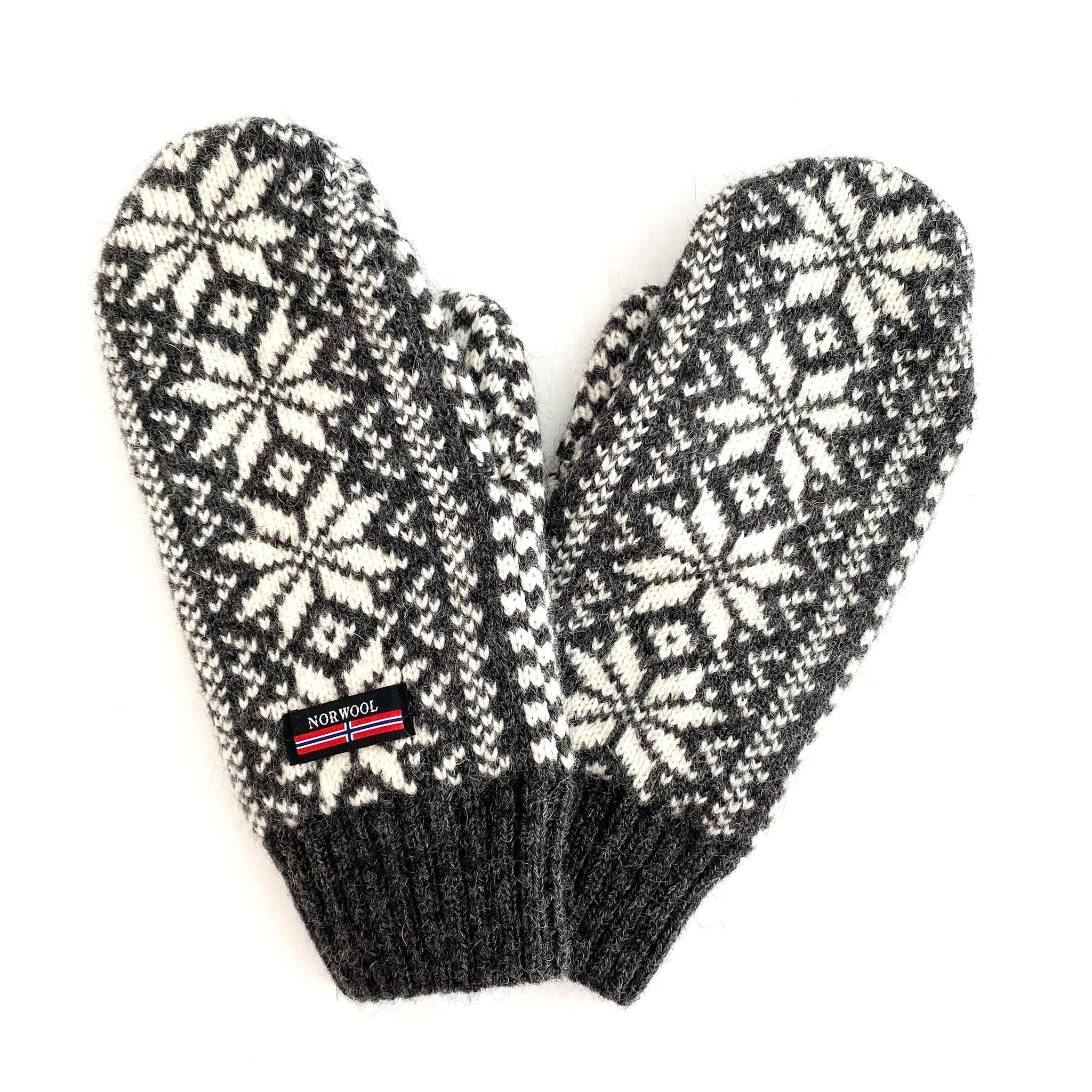 Women's Wool Mittens, Charcoal-White (6588212510785)