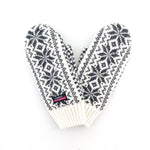 Womens Wool Mittens, White-Charcoal (8166237045023)