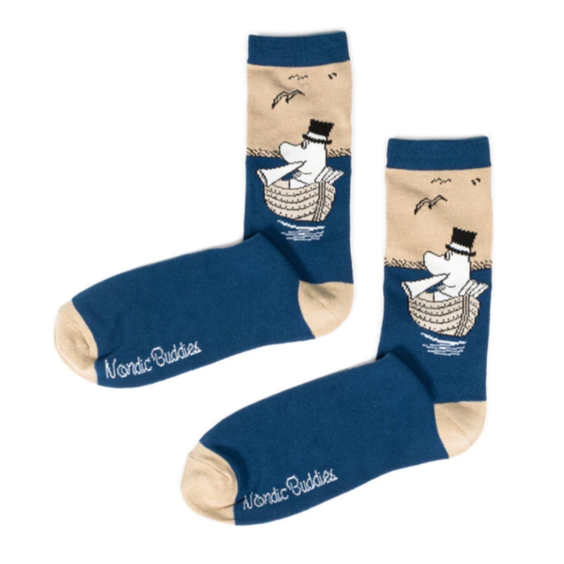 Moominpappa Boating Mens Socks, Blue-Beige (8333348012319)