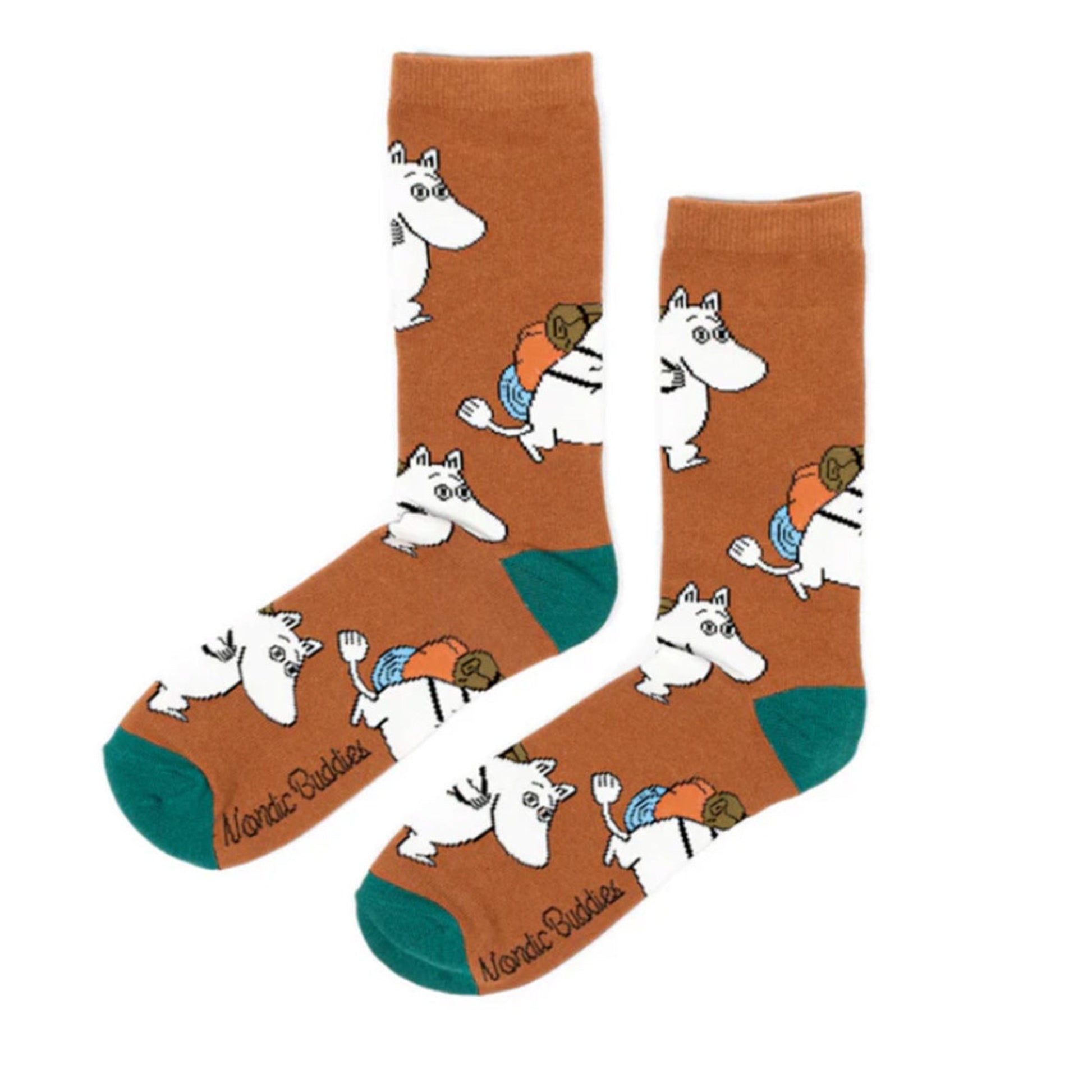 Moomintroll Adventure Mens Socks, Coffee Brown (8332314509599)