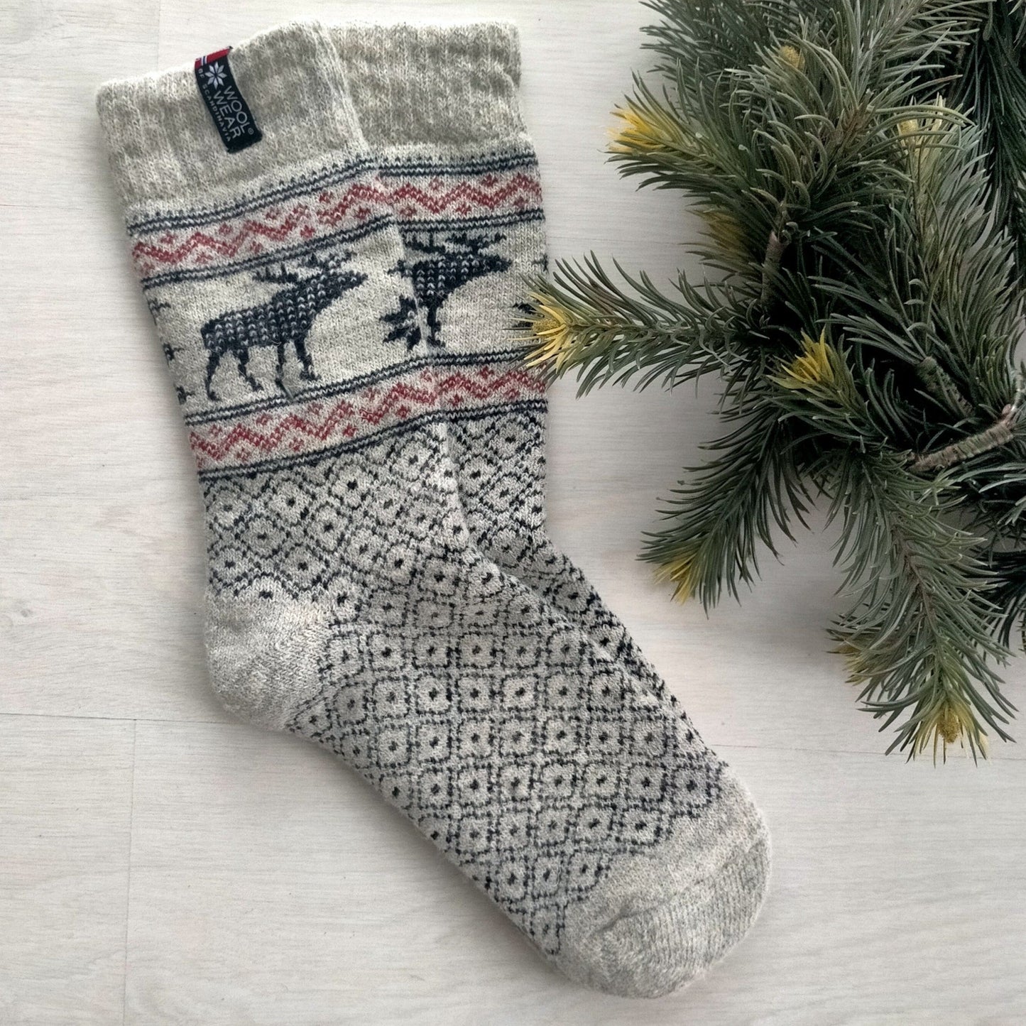 NORWOOL Wool Socks Moose, Natural (6671517352001)