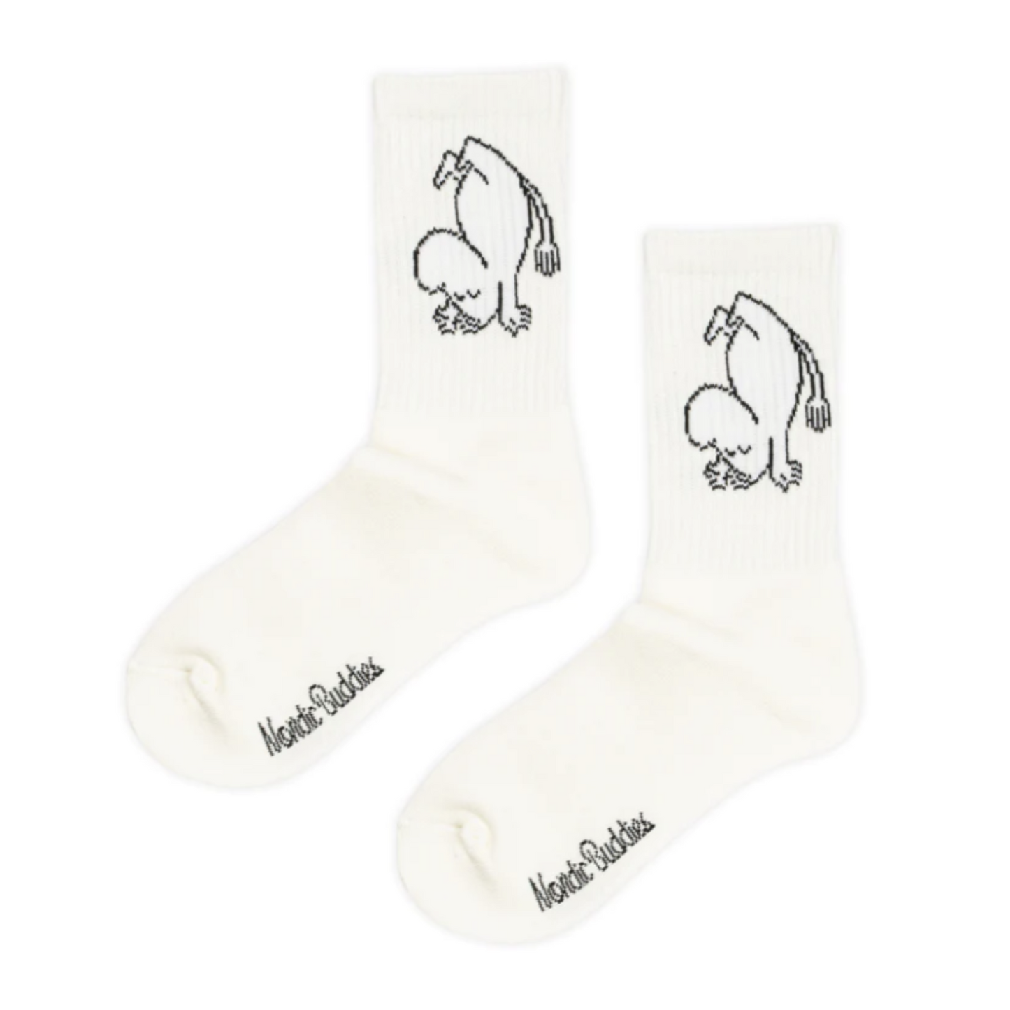 Moomintroll Happy Ladies Sport Socks, White (8351291769119)