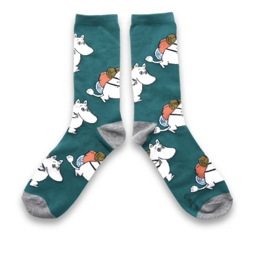 Moomin Adventure Mens Socks, Forest Green (6633847881793)