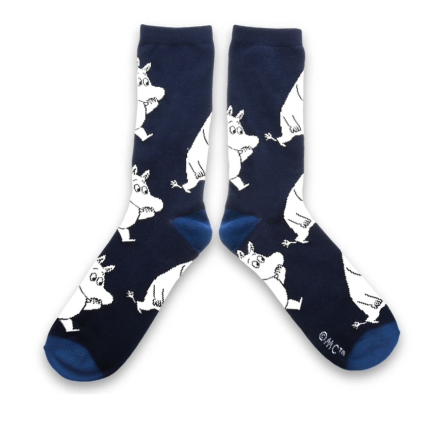 Moomintroll Wondering Mens Socks, Navy (6633852207169)