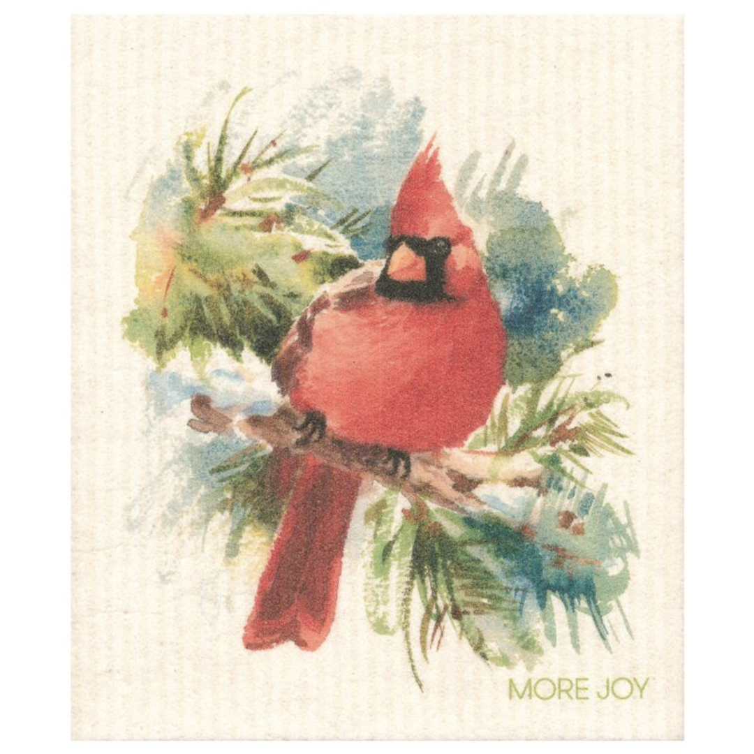 100% Biodegradable Dishcloth, Christmas Cardinal Bird (6633881927745)