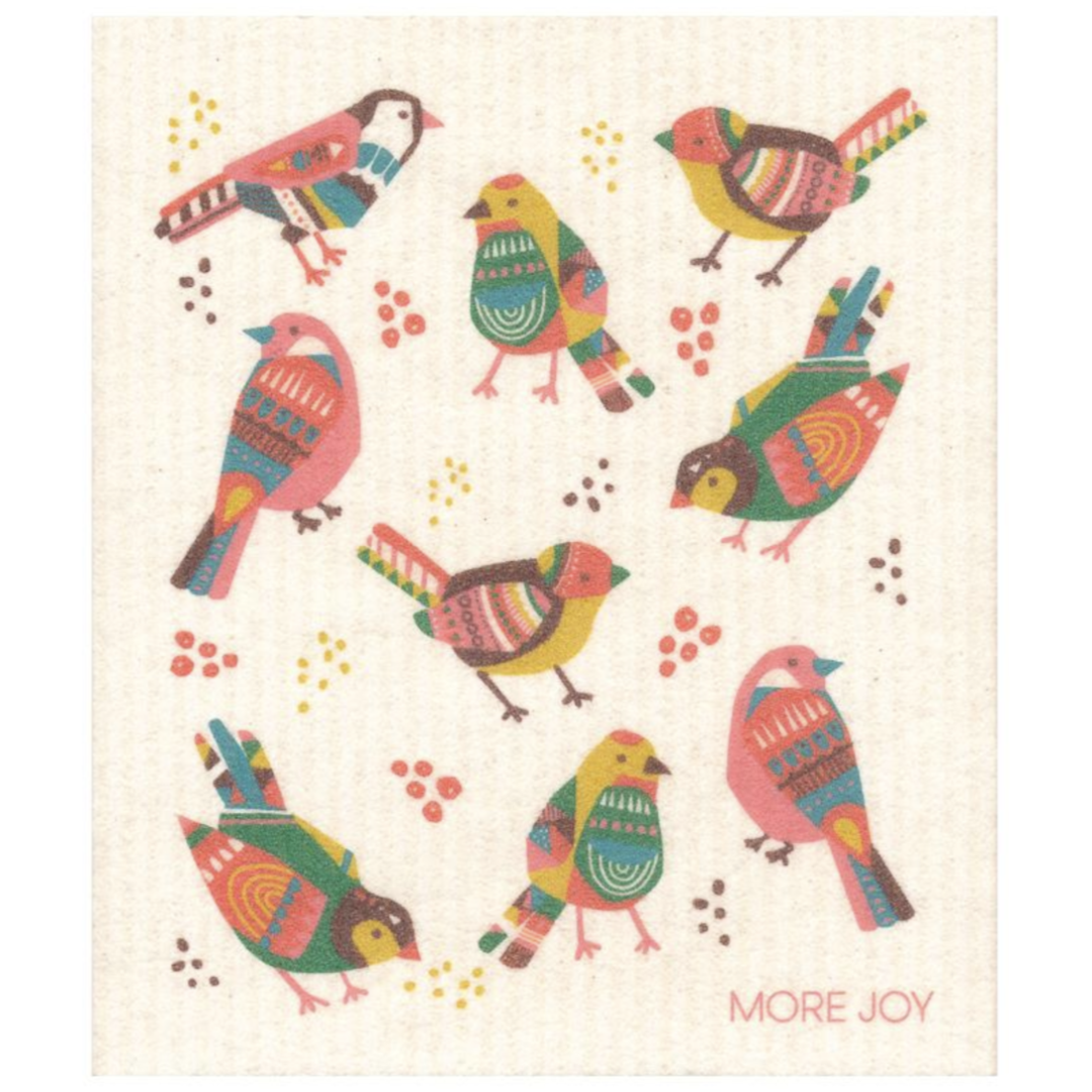 100% Biodegradable Dishcloth, Christmas Folk Birds (6633887367233)