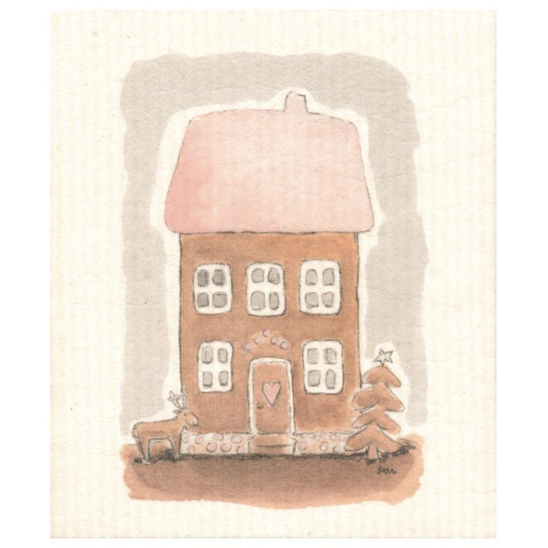 100% Biodegradable Dishcloth, Christmas Gingerbread House (6633999663169)