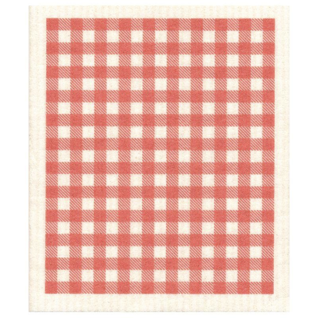 100% Biodegradable Dishcloth, Gingham Red (6733841137729)