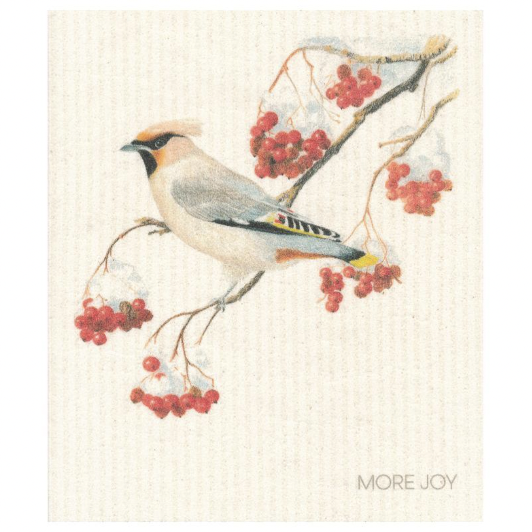 100% Biodegradable Dishcloth, Waxwings (6886329385025)