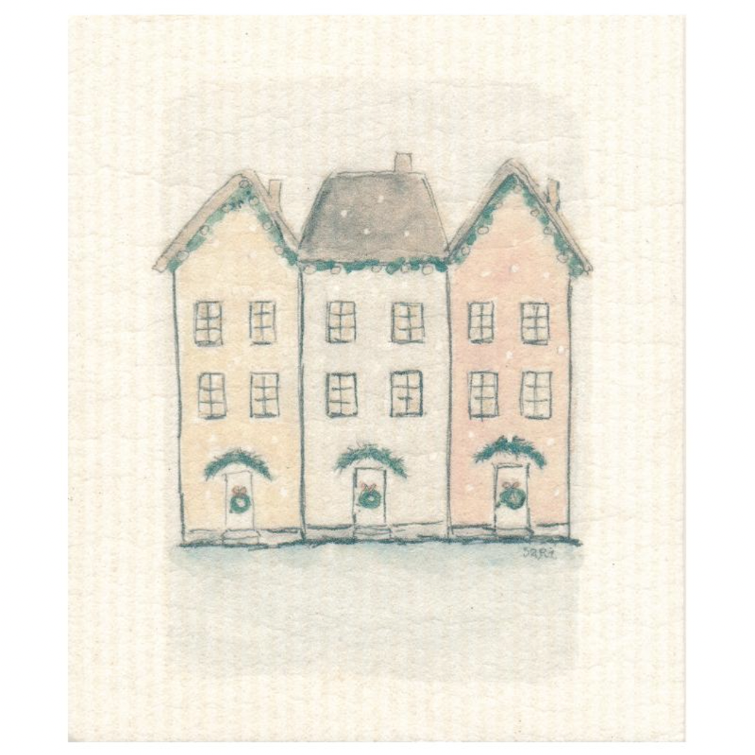 100% Biodegradable Dishcloth, Christmas Village (6885536432193)
