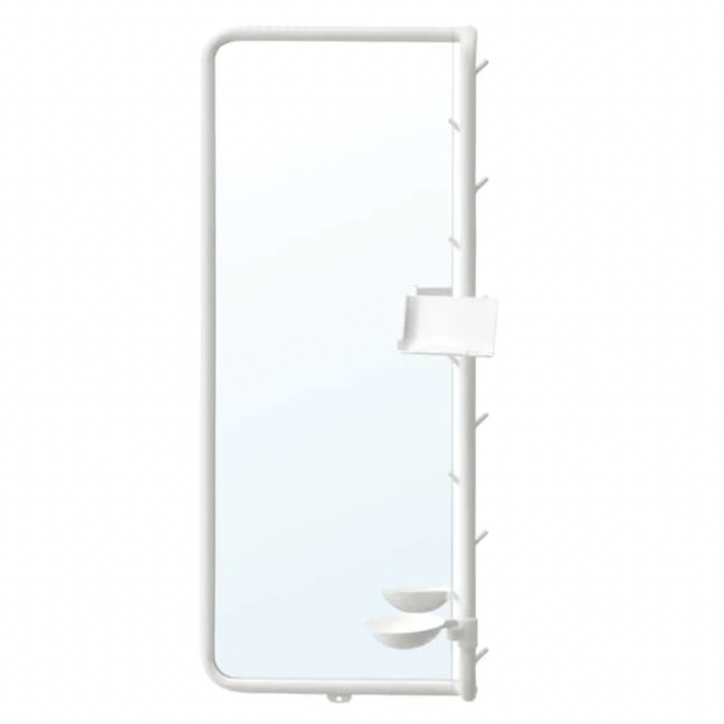Ikea Mojlighet Mirror with Phone holder & Hooks 34x81cm, White (7988874346783)