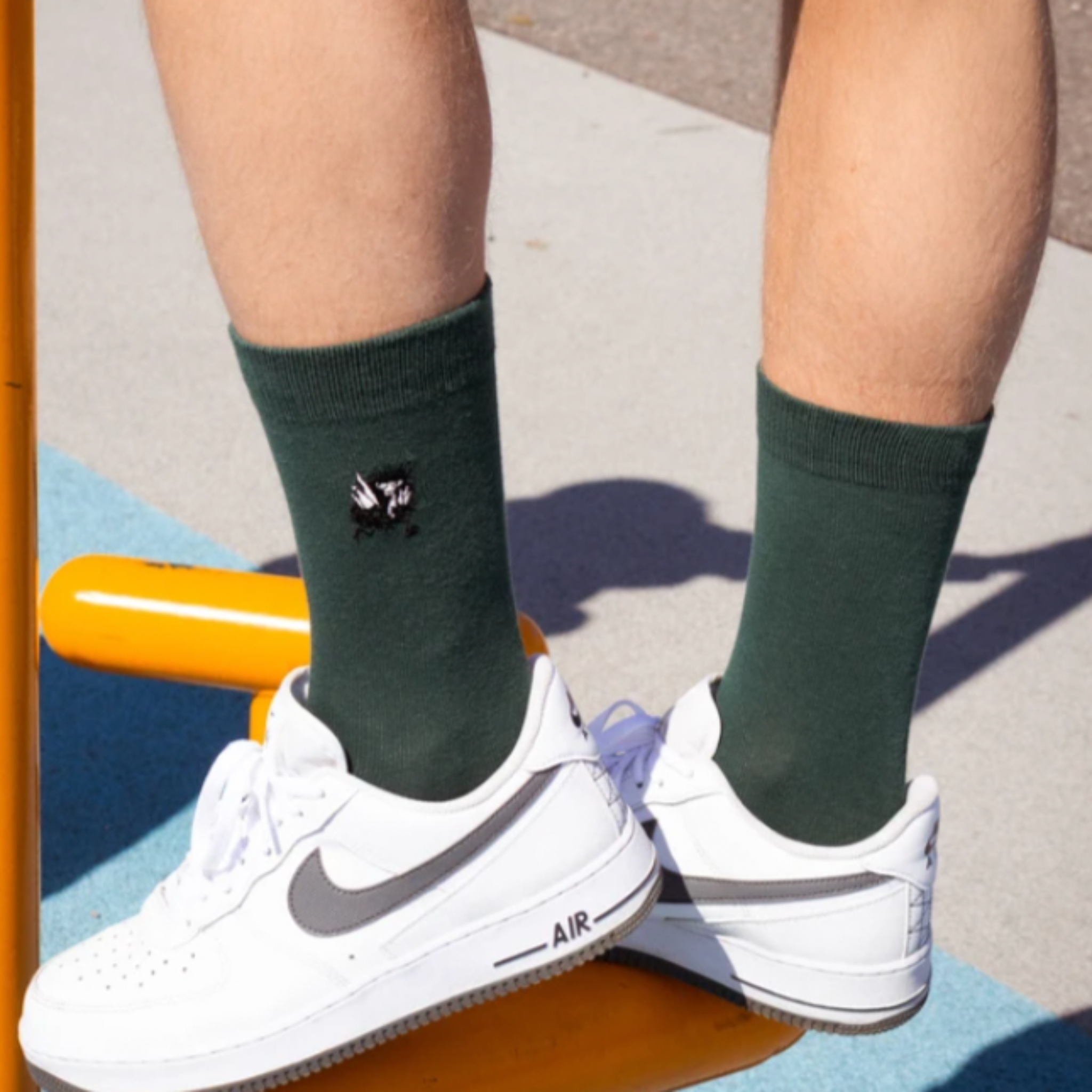 Stinky Embroidery Mens Socks, Forest Green (6633360130113)