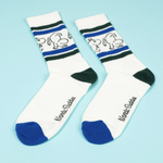 Happy Moomin Retro Tennis Mens Socks, White/Blue (6633399910465)