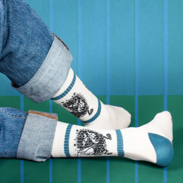 Stinky Retro Tennis Mens Socks, White (6633406693441)