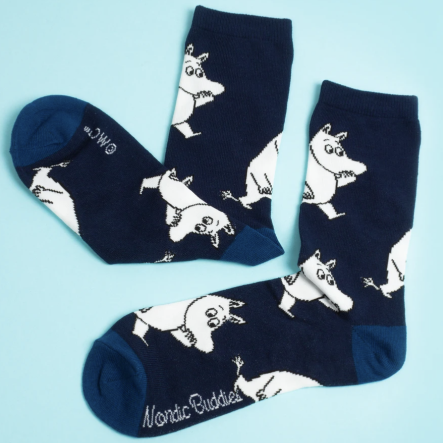 Moomintroll Wondering Mens Socks, Navy (6633852207169)