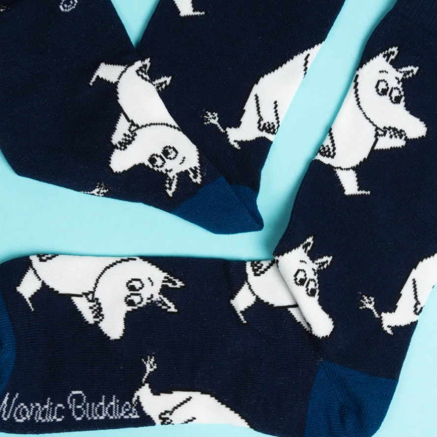 Moomintroll Wondering Mens Socks, Navy (6633852207169)
