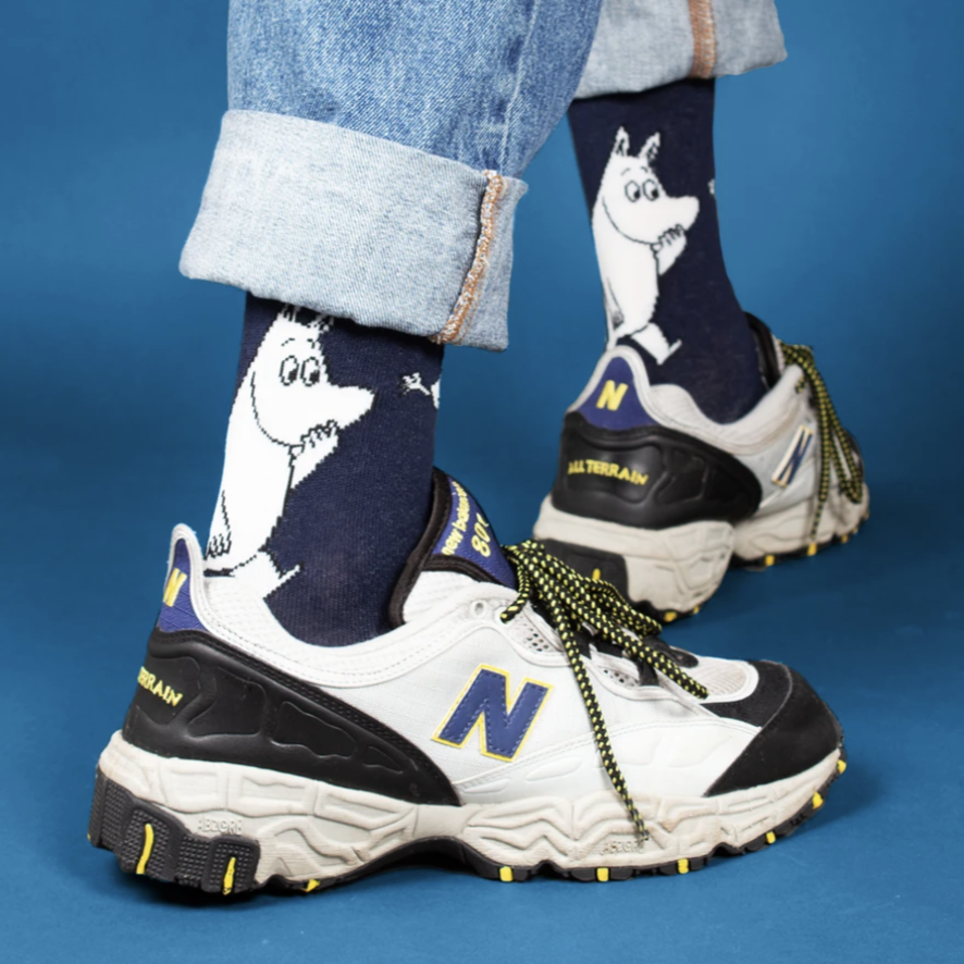 Moomintroll Wondering Mens Socks, Navy (6633852207169)