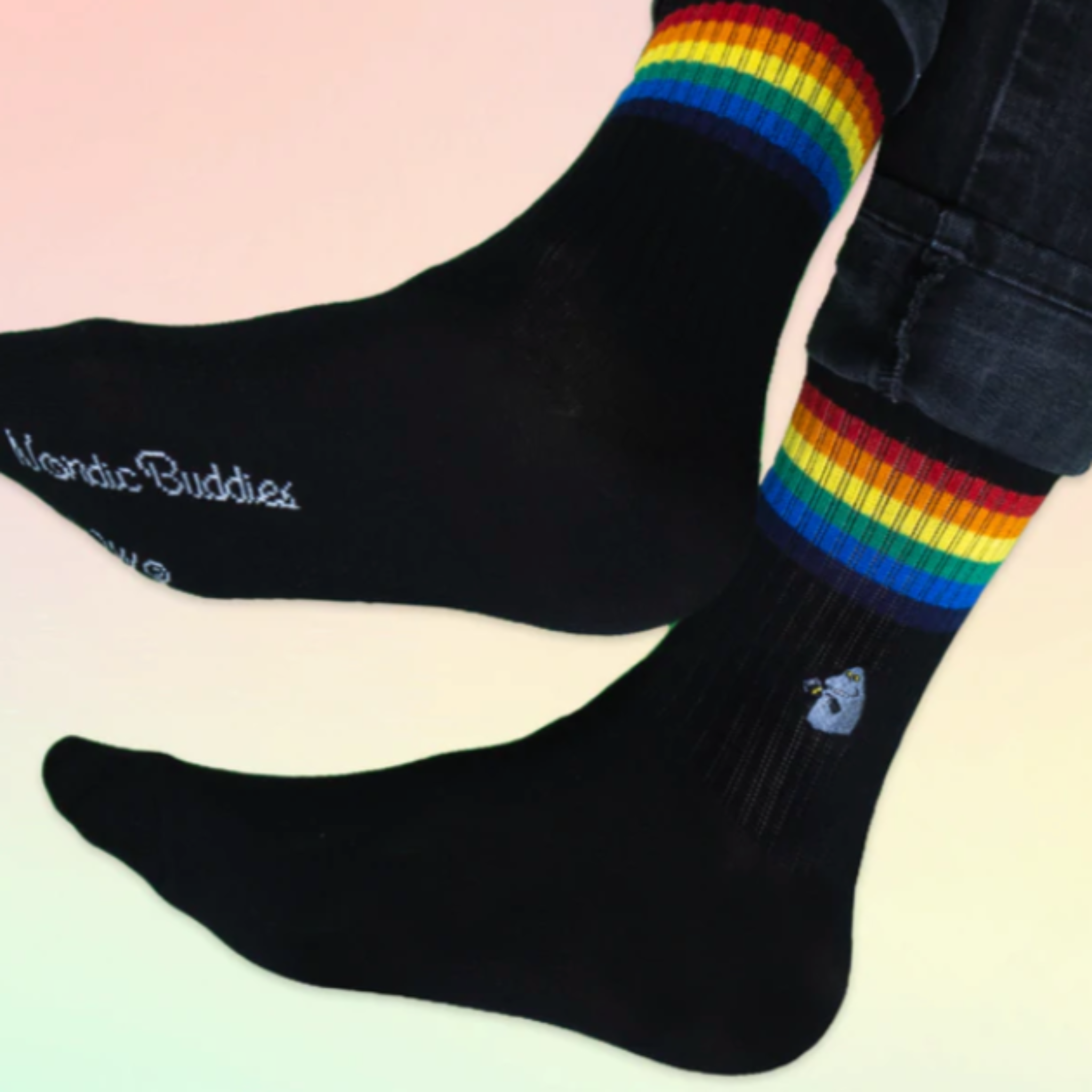 Groke Retro Tennis Mens Socks, Black (6808688951361)