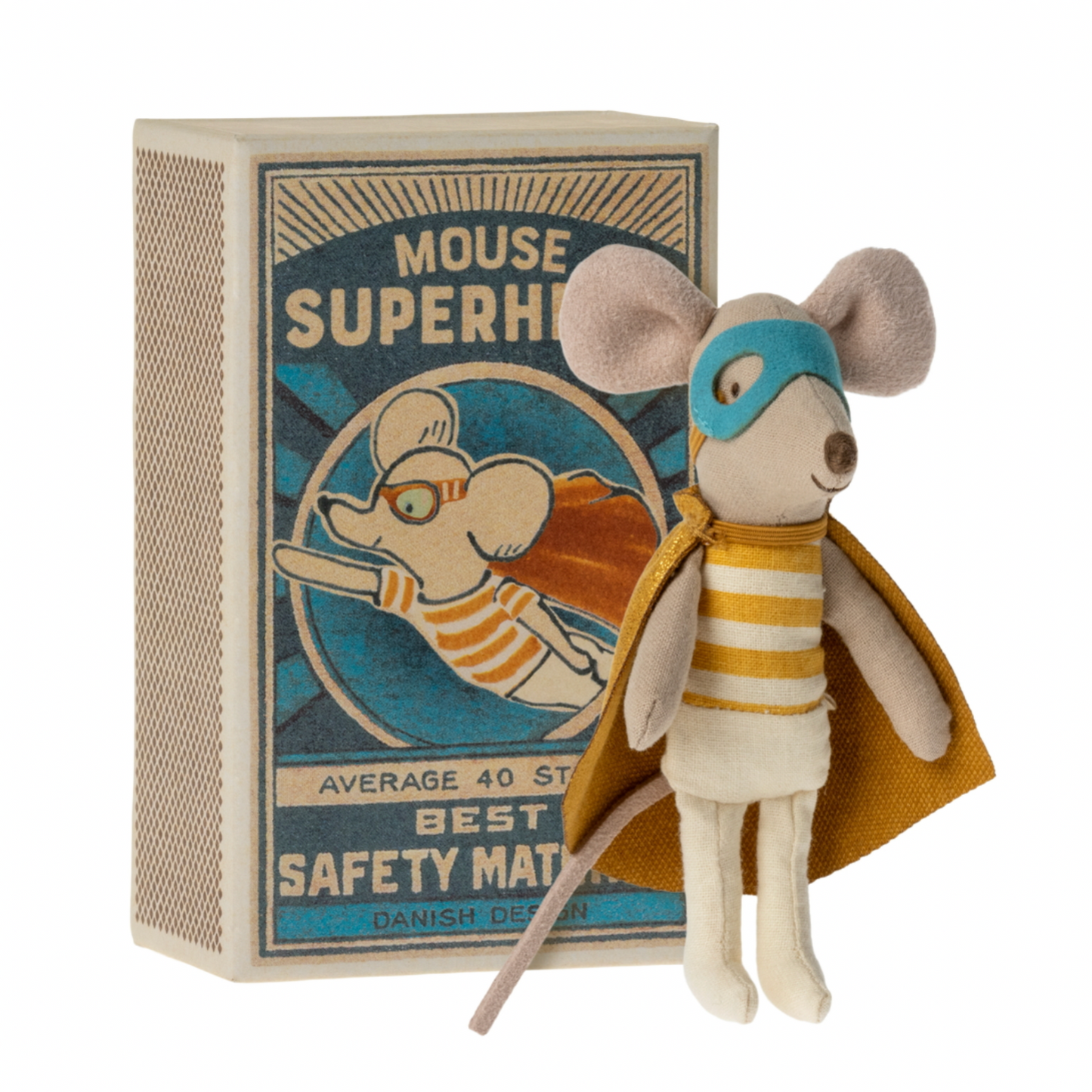 Maileg Super Hero Mouse, Little Brother in Matchbox (6589490528321)