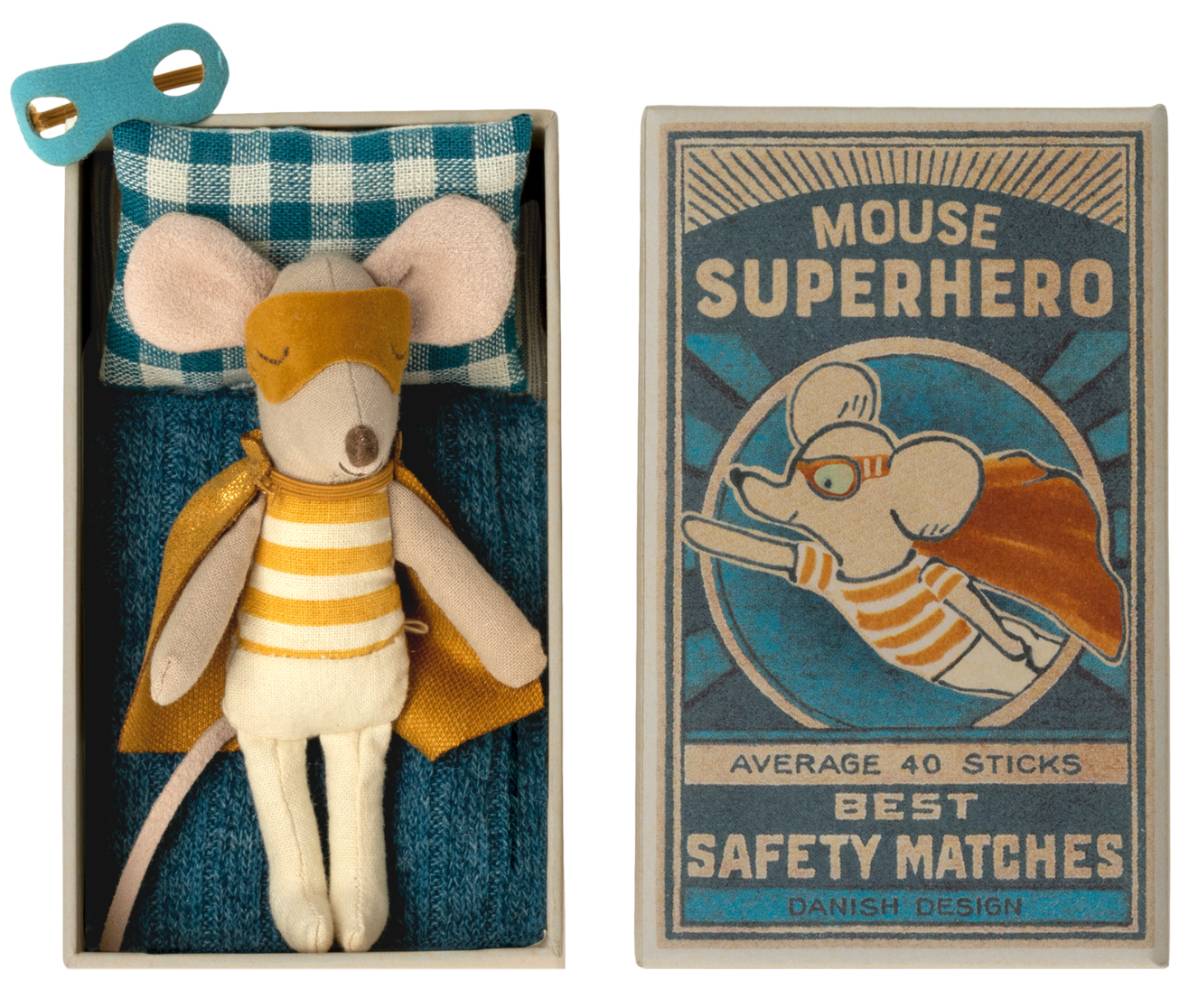 Maileg Super Hero Mouse, Little Brother in Matchbox (6589490528321)