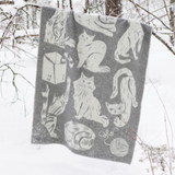 Purrfect Day Kissanpaivat Wool Blanket 130x180cm, Grey-White (6910584029249)