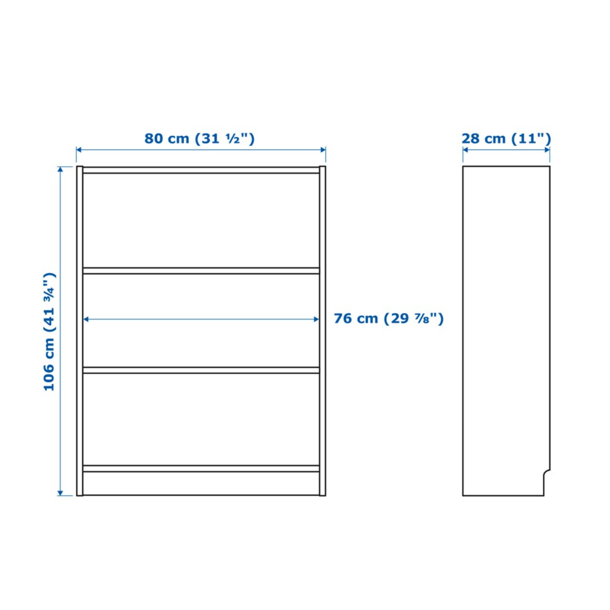 Ikea Billy Bookcase 80x28x106cm, White (4247879745601)