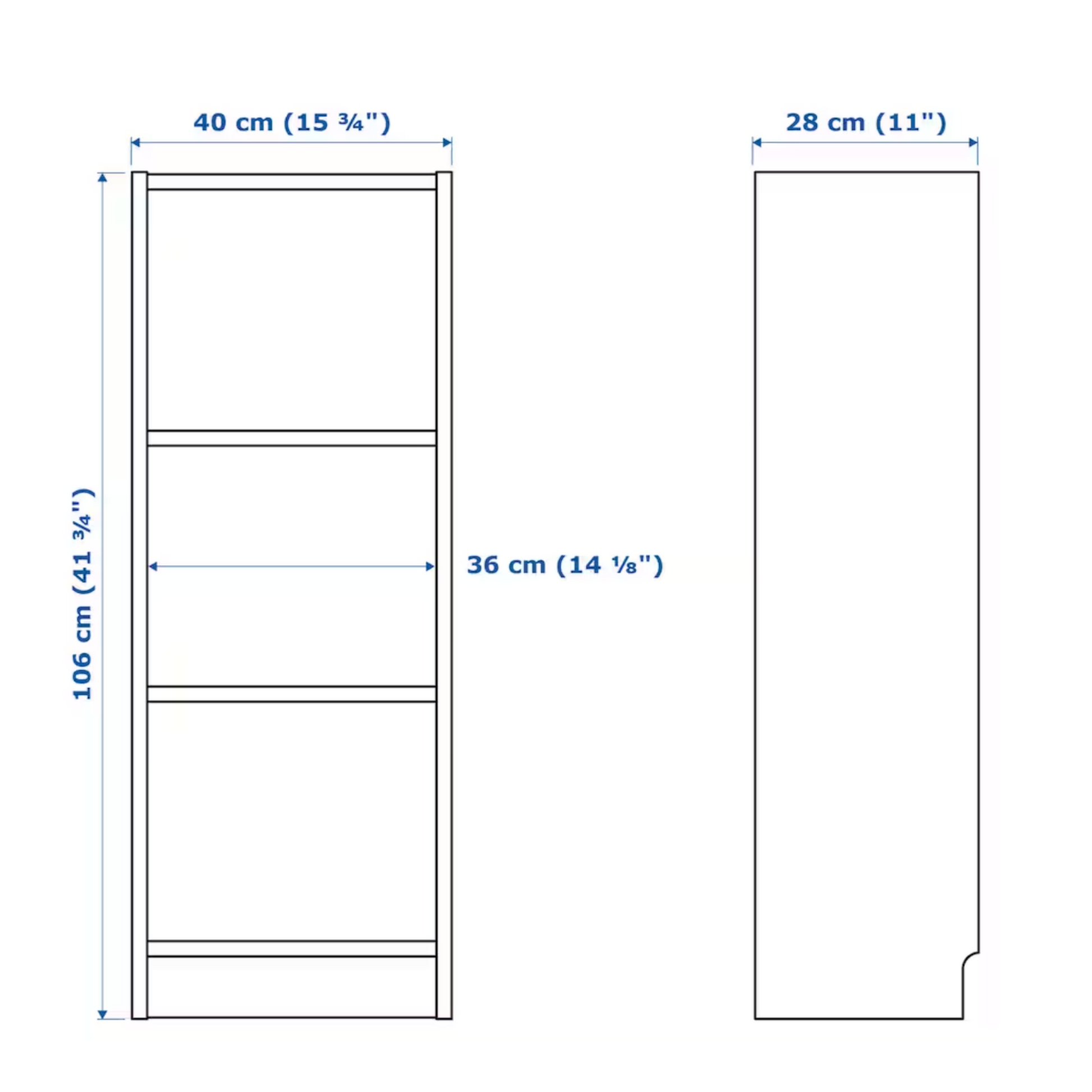 IKEA Billy Bookcase 40x28x106cm, White (4578572468289)