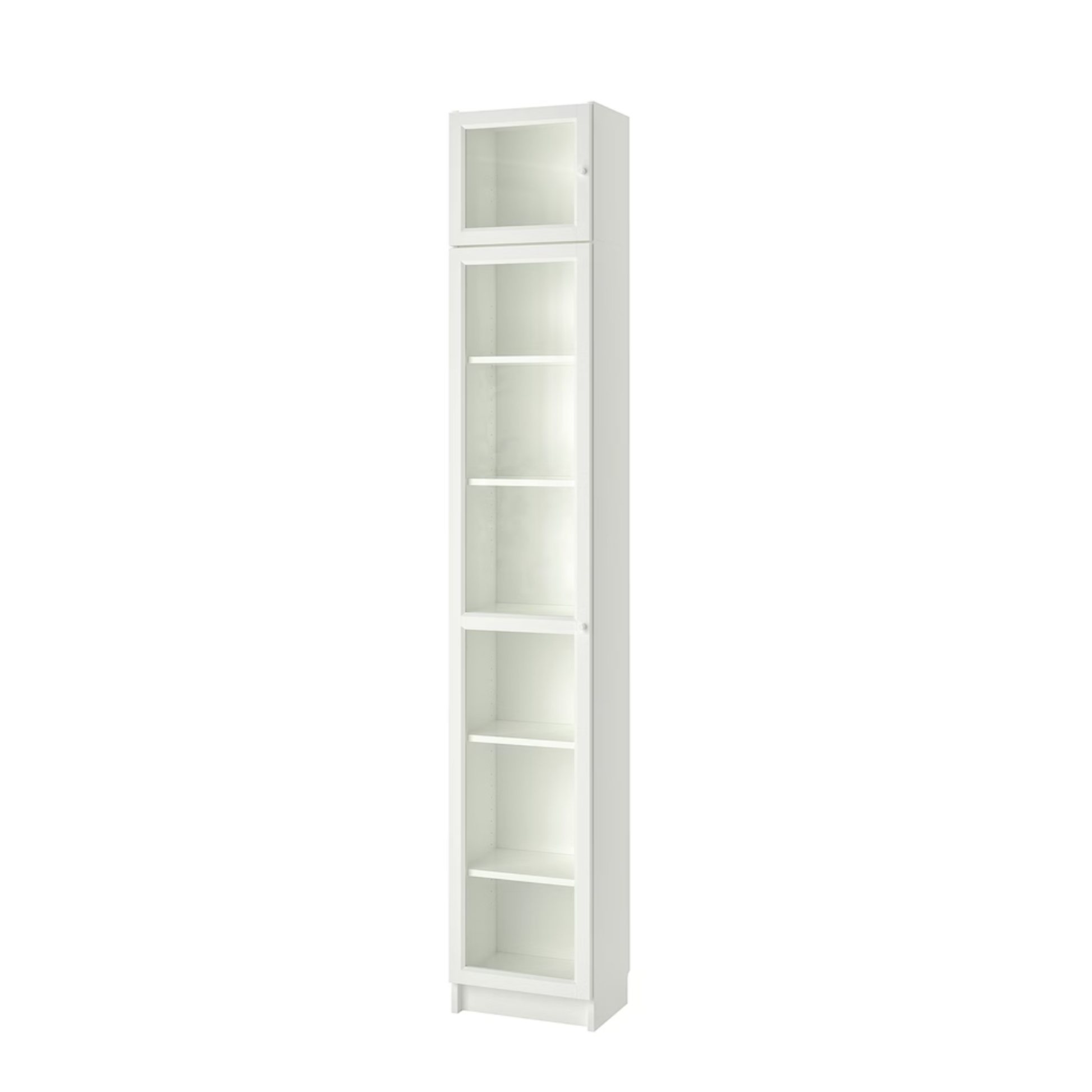 Ikea Billy Bookcase Extension Combo with Oxberg Glass Door, 40x30x237cm, White (8129664254239)