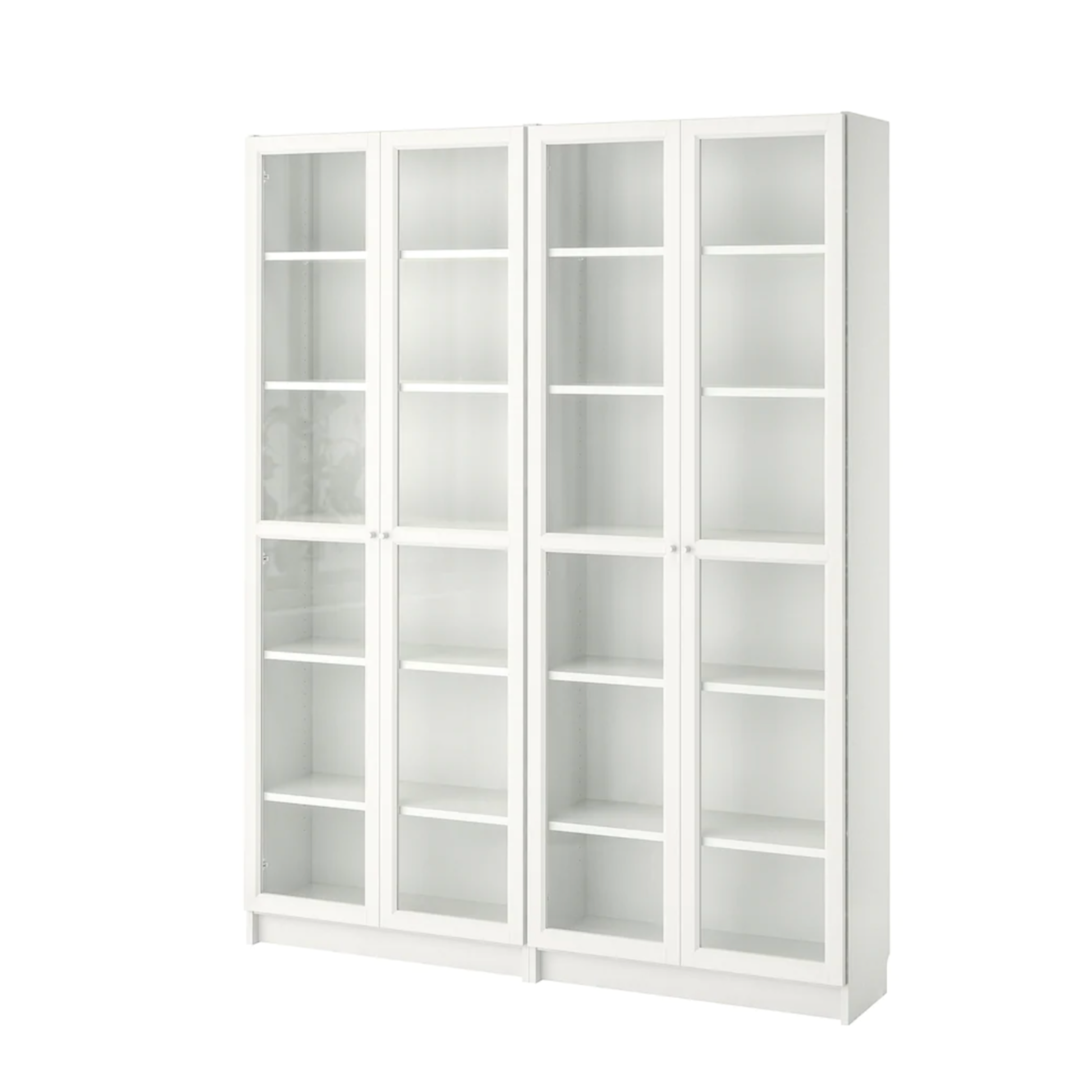 Ikea Billy Bookcase with Oxberg Glass Doors, 160x30x202cm, White (8129656422687)