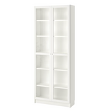 Ikea Billy Bookcase with Oxberg Glass Doors, 80x30x202cm, White (8129643381023)