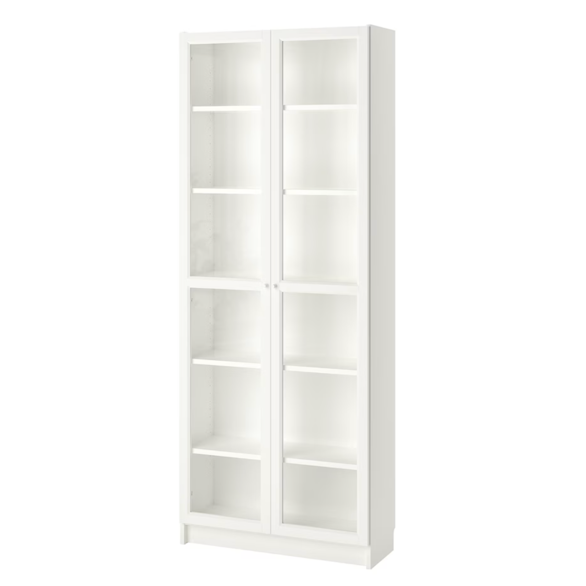 Ikea Billy Bookcase with Oxberg Glass Doors, 80x30x202cm, White (8129643381023)