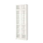 Ikea Billy Bookcase Extension Combo with Oxberg Glass Doors, 80x30x237cm, White (8129680671007)