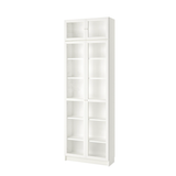 Ikea Billy Bookcase Extension Combo with Oxberg Glass Doors, 80x30x237cm, White (8129680671007)