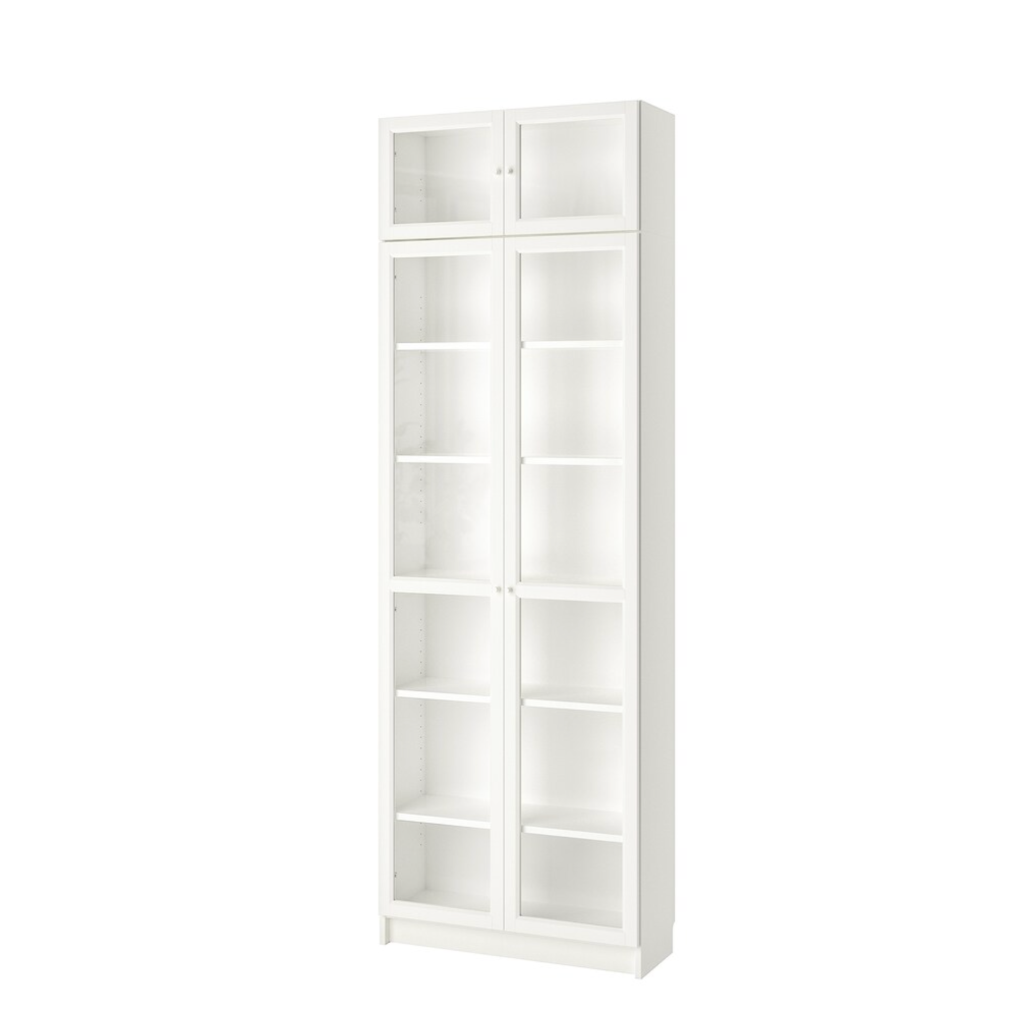 Ikea Billy Bookcase Extension Combo with Oxberg Glass Doors, 80x30x237cm, White (8129680671007)