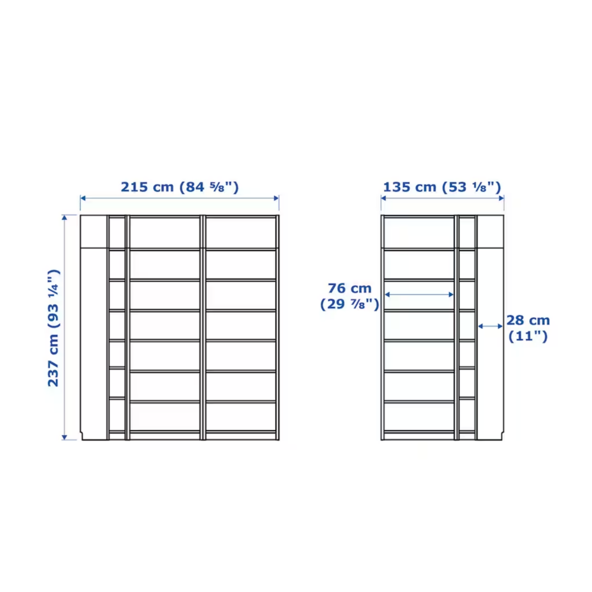 Ikea Billy Bookcase Corner Unit, 280x28x237cm, White (8129683751199)