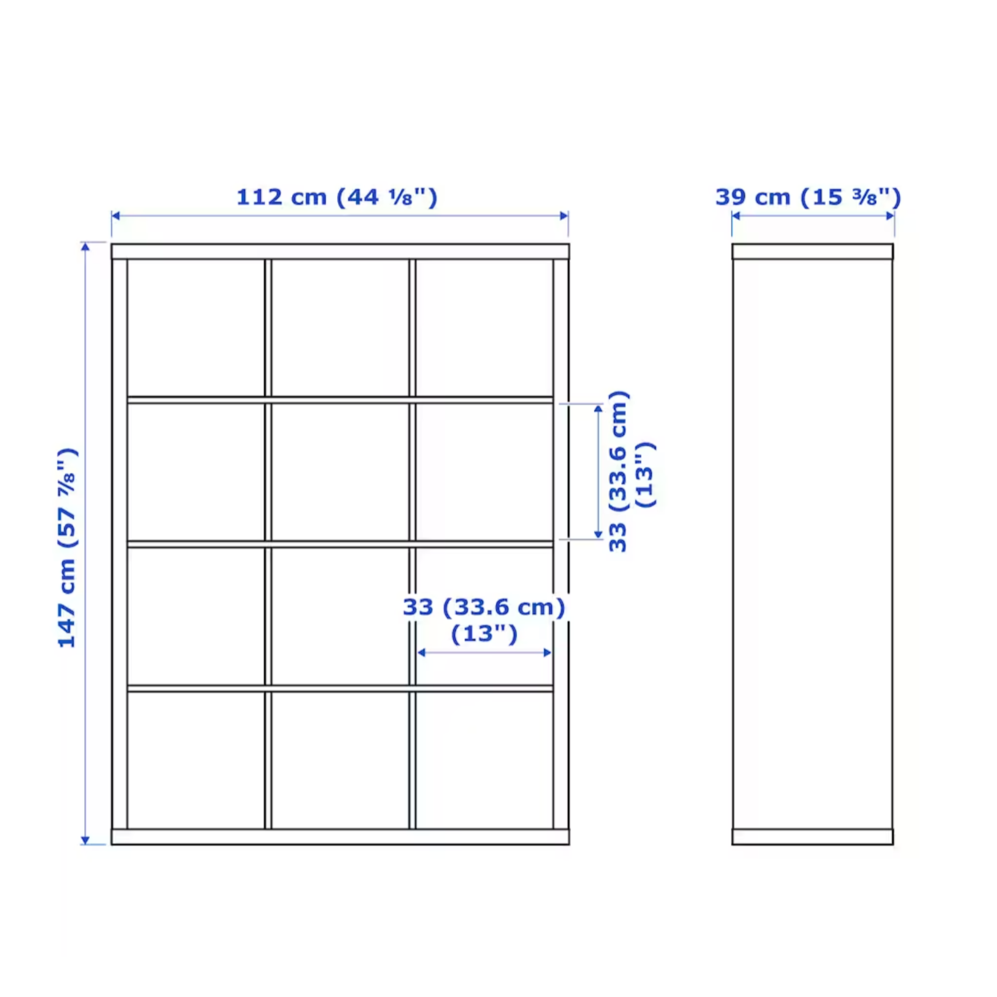IKEA Kallax 3x4 Shelving Unit, 112x147cm, White (1968708616257)