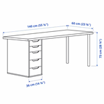 Ikea Lagkapten / Alex / Adils Desk Combo, 140x60x73cm, White (8130955313439)