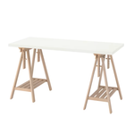 Ikea Lagkapten / Mittback Desk Combo, 140x60x73-96cm, White / Birch (8130975629599)