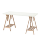 Ikea Lagkapten / Mittback Desk Combo, 140x60x73-96cm, White / Birch (8130975629599)