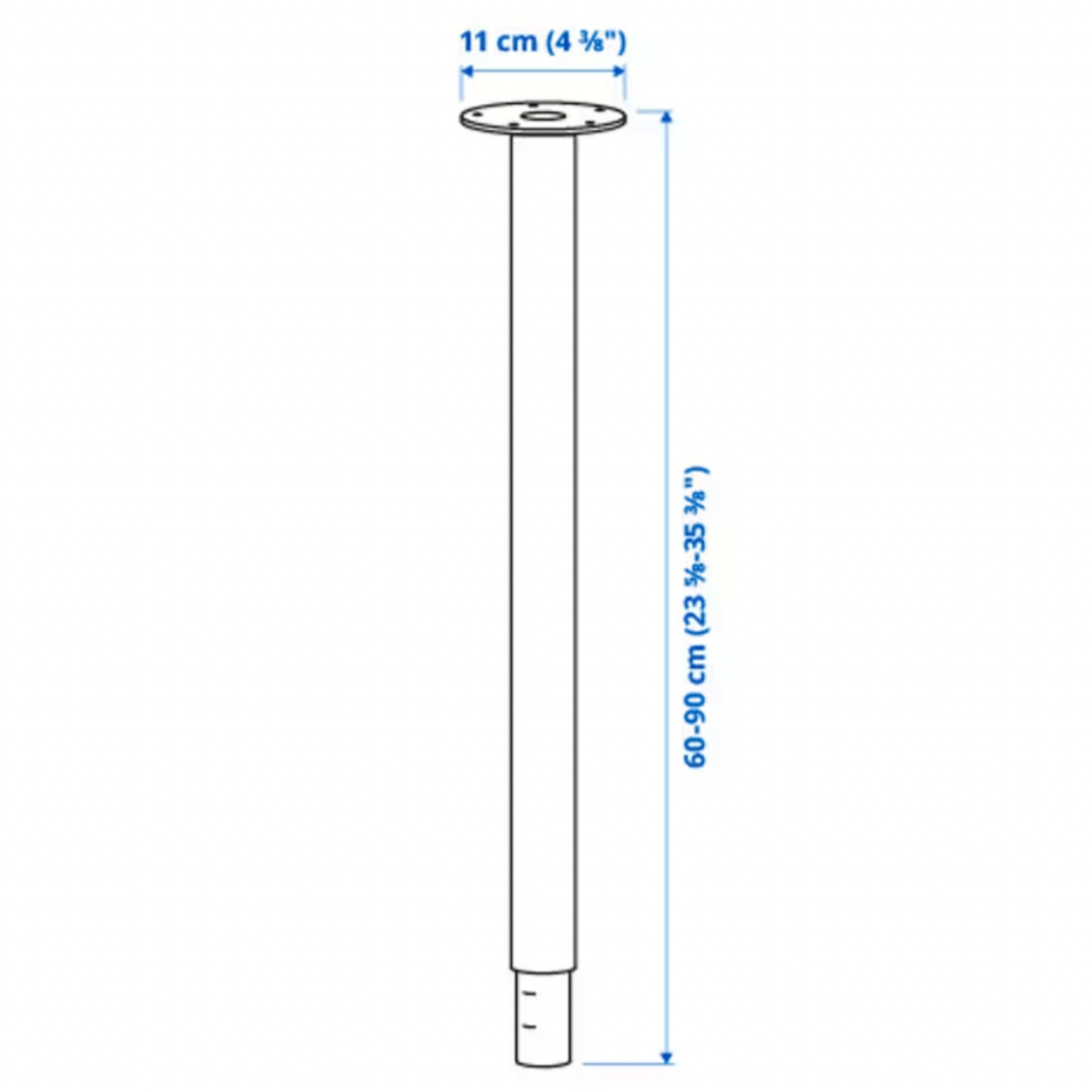 IKEA Olov Adjustable Pole Leg 60-90cm, White (4415956025409)
