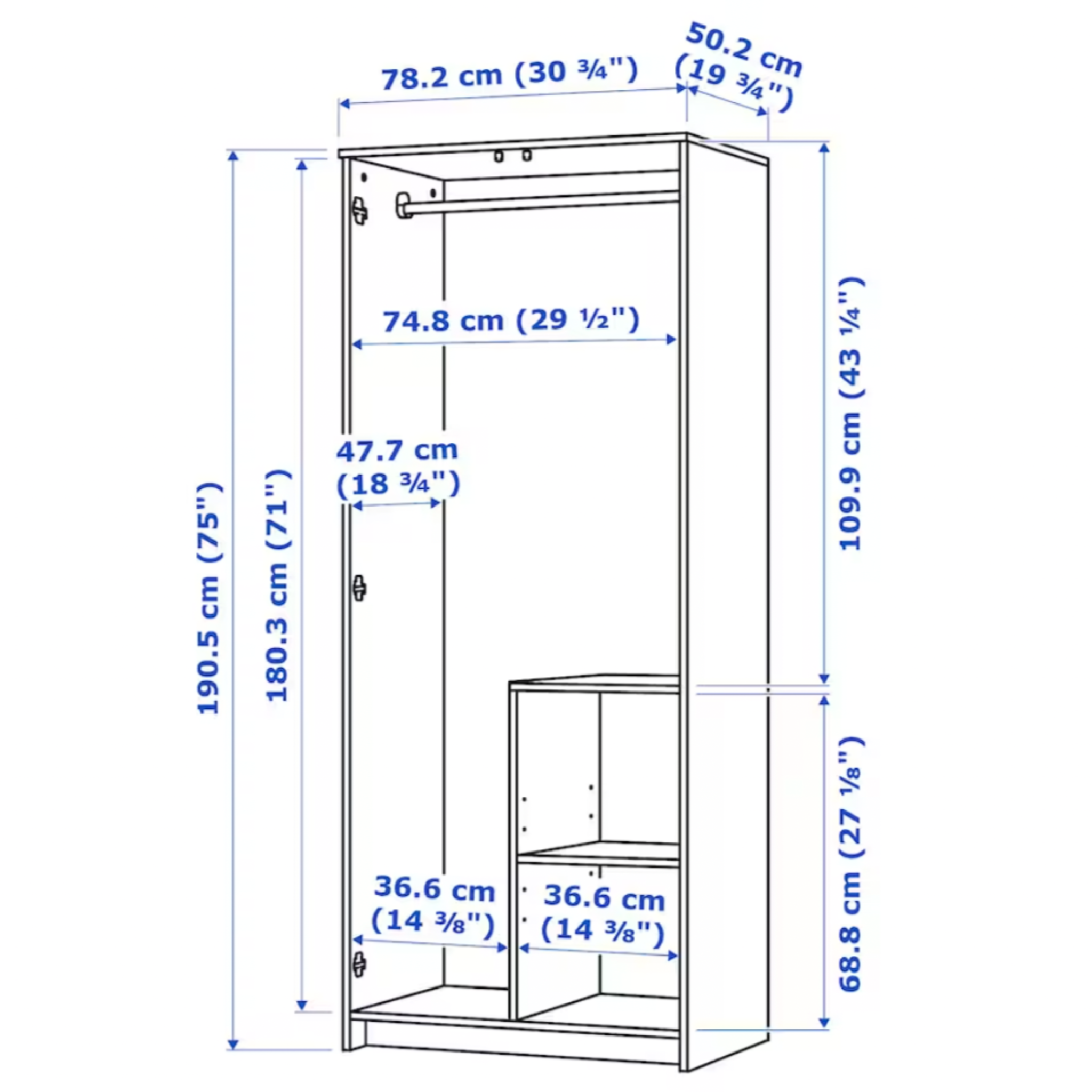 IKEA Brimnes Wardrobe 78x50x190cm (3673785925697)