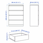 Ikea Malm 4-Drawer Chest, 80x48x100cm, White (4387266756673)
