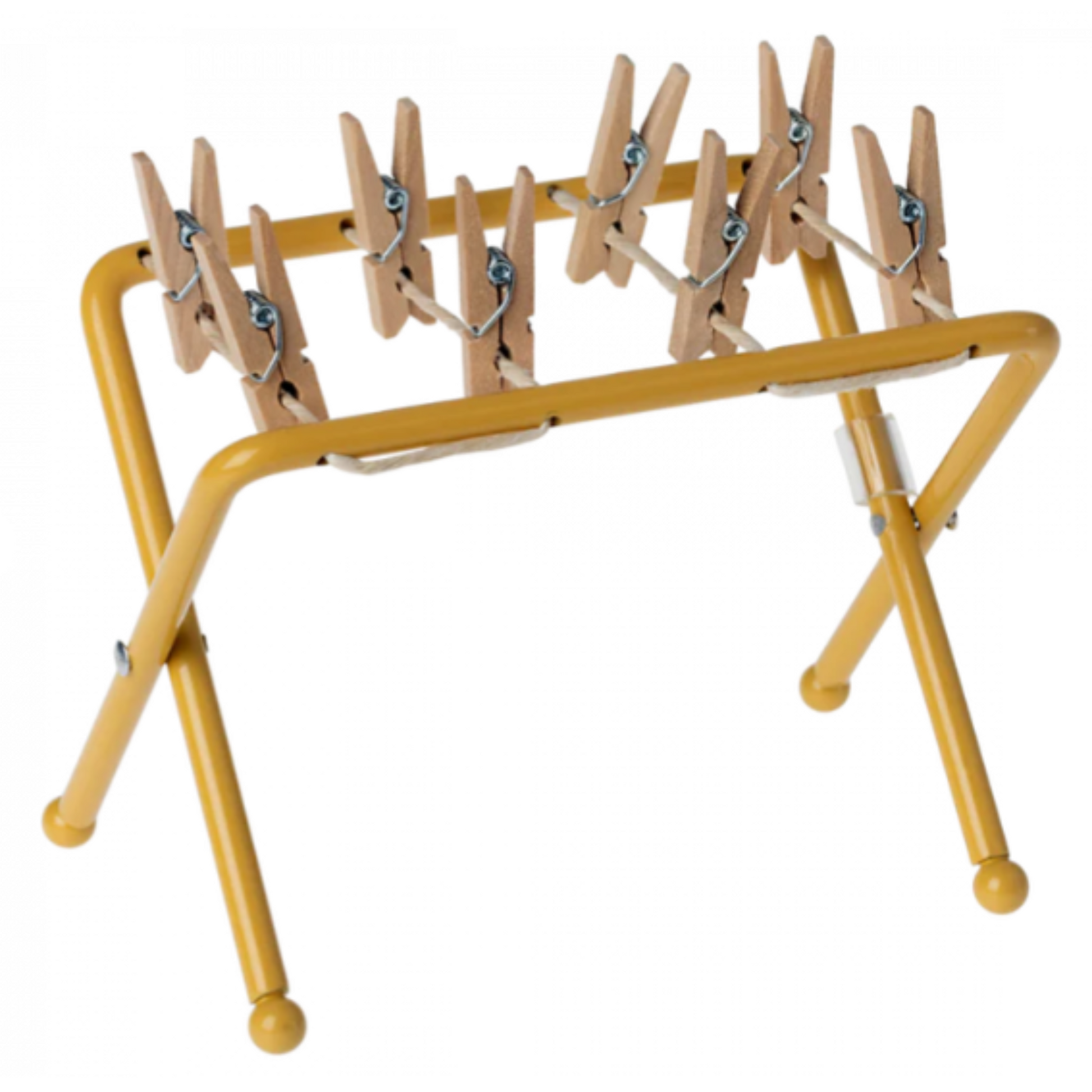 Maileg Drying Rack with Pegs, Yellow (8160724451615)
