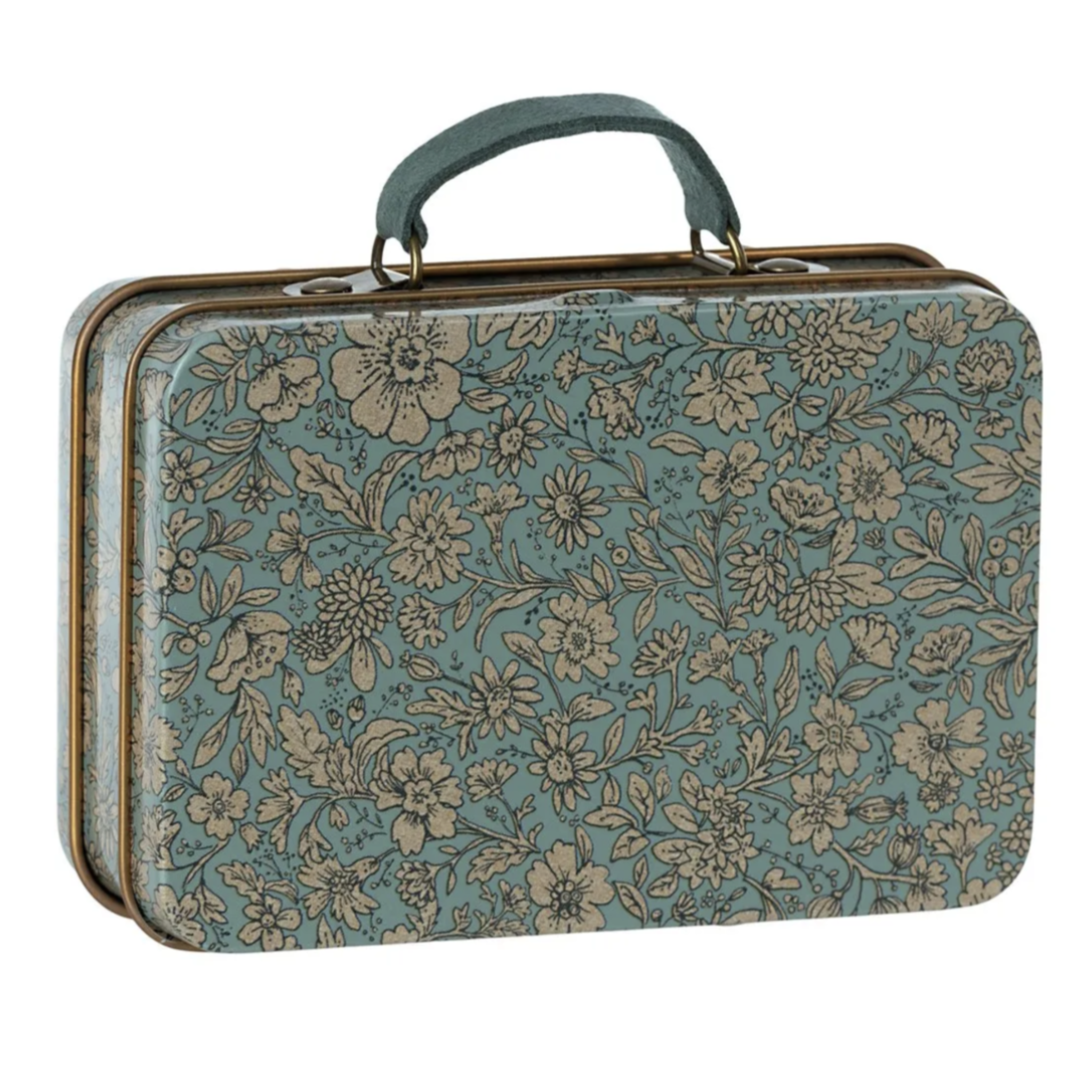 Maileg Small Metal Suitcase Blossom Blue Nordic Chill