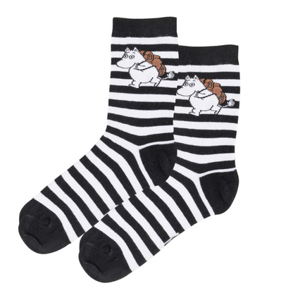 Camping Moomin Socks, Black-White (8362679075103)