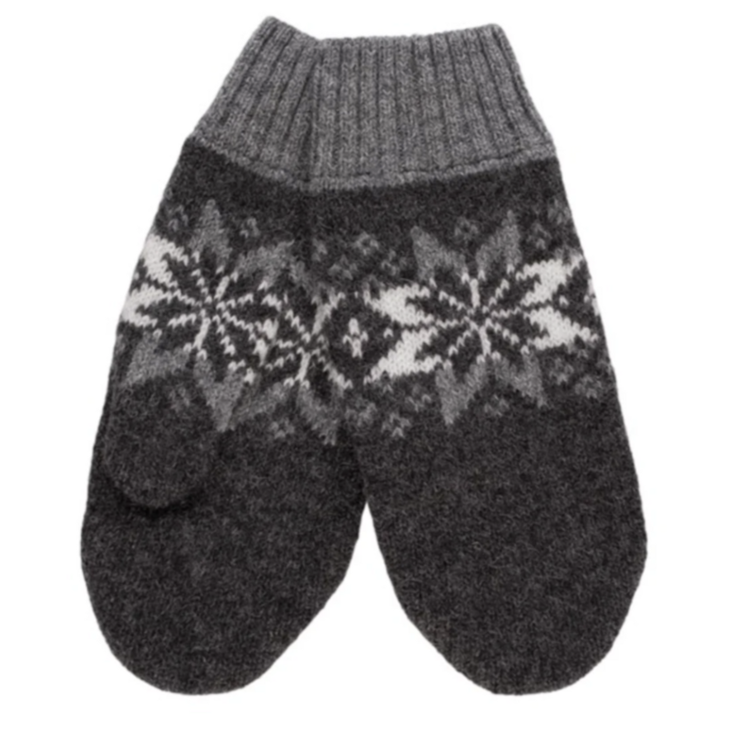 Womens Snowflake Wool Mittens, Grey (8463557394719)