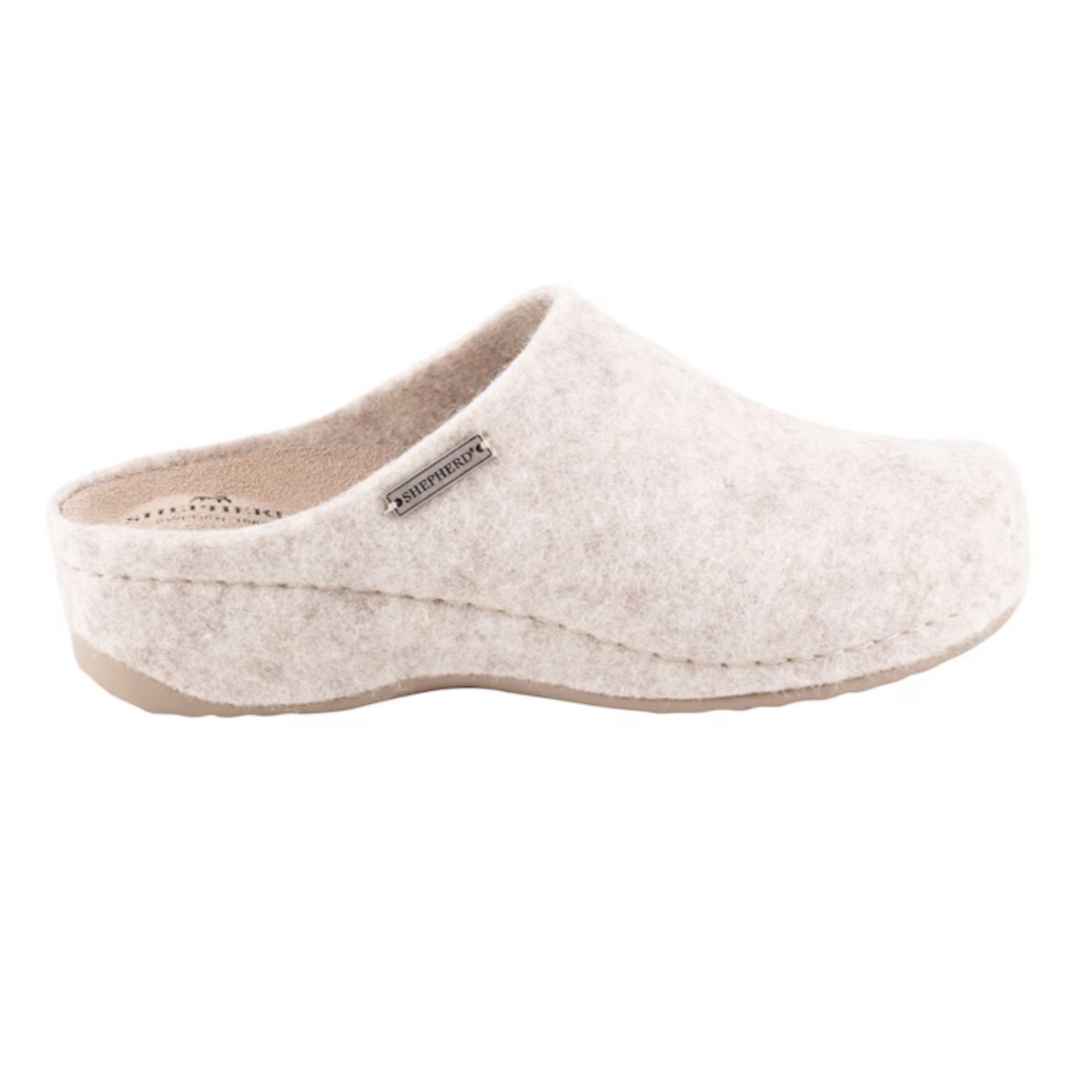Gitte Heeled Wool Slippers, Creme (8710018105631)