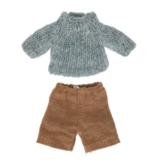 Maileg Knitted Sweater and Pants for Big Brother Mouse (8745613361439)