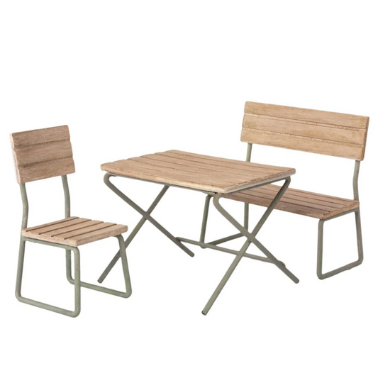 Maileg Garden Set, Table with Chair and Bench Mouse (6748652666945)