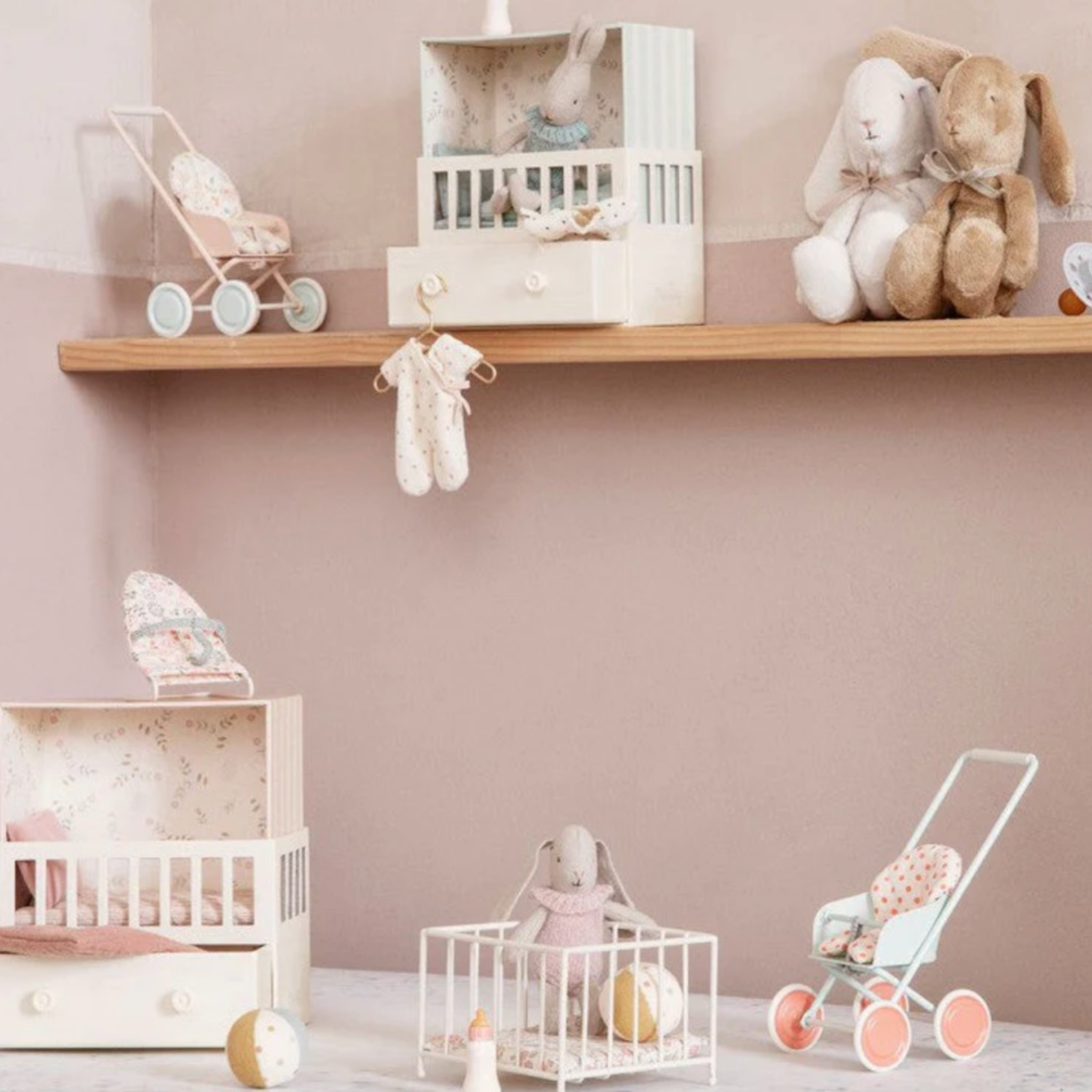 Maileg Stroller Micro, Mint (8155960967455)